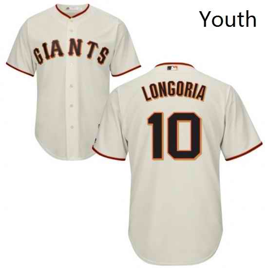 Youth Majestic San Francisco Giants 10 Evan Longoria Replica Cream Home Cool Base MLB Jersey